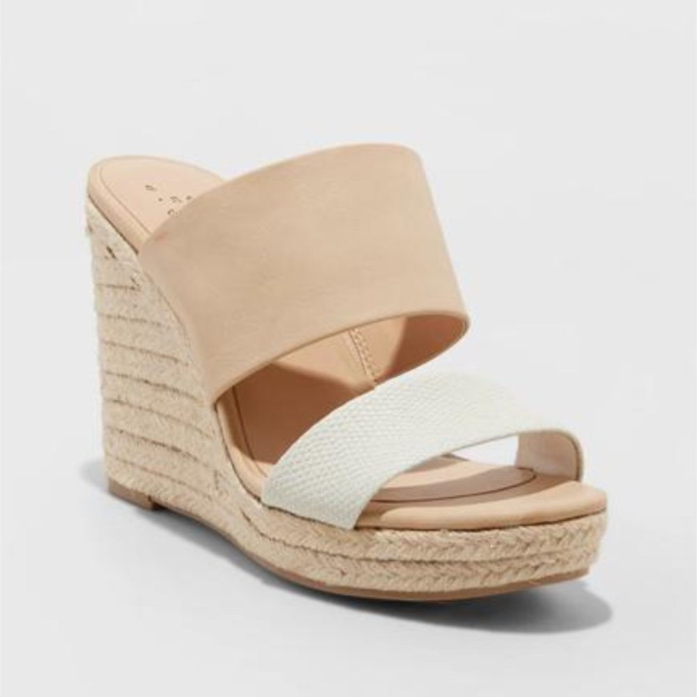 A New Day Adelina Two Band Espadrille Wedge Sz 7.5